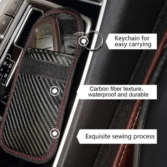 Faraday Bag for Key Fob Cage Protector Car RFID Signal Blocking Key Fob Protector Anti-Theft Pouch Double-Layers of Carbon Fiber