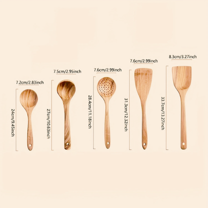 5pcs Wooden Kitchen Utensils Set