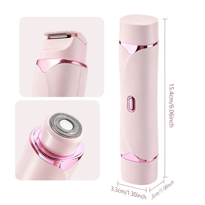 2 in 1 Double Head Electric Shaver for Women Waterproof Wet & Dry Hair Razors Bikini Hair Trimmer Detachable Head Shaver