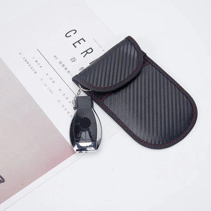 Faraday Bag for Key Fob Cage Protector Car RFID Signal Blocking Key Fob Protector Anti-Theft Pouch Double-Layers of Carbon Fiber