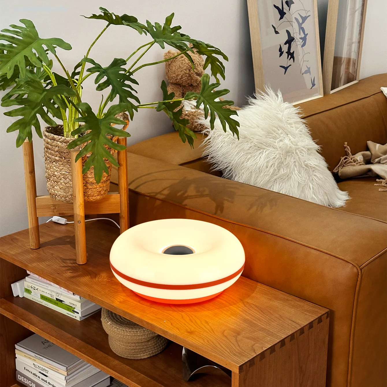 Bauhaus table lamp USB plug bedroom bedside lamp living room dining room decoration donut ambient light（Not glass）