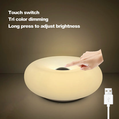 Bauhaus table lamp USB plug bedroom bedside lamp living room dining room decoration donut ambient light（Not glass）