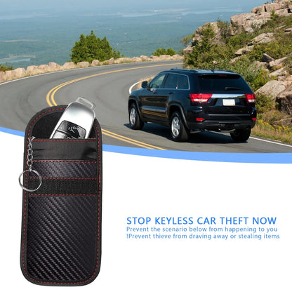 Faraday Bag for Key Fob Cage Protector Car RFID Signal Blocking Key Fob Protector Anti-Theft Pouch Double-Layers of Carbon Fiber