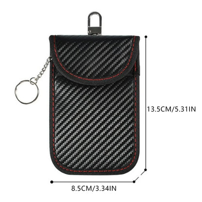 Faraday Bag for Key Fob Cage Protector Car RFID Signal Blocking Key Fob Protector Anti-Theft Pouch Double-Layers of Carbon Fiber
