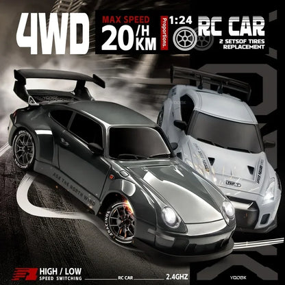 4WD RC Drift Car 1:24 2.4GHz Limited Edition - LED Lights Stunt Drift High-Speed Racing Car Boy Toy Gift