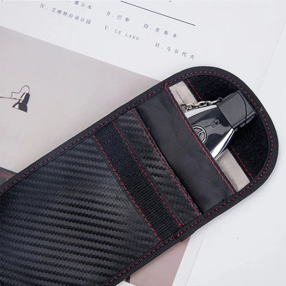 Faraday Bag for Key Fob Cage Protector Car RFID Signal Blocking Key Fob Protector Anti-Theft Pouch Double-Layers of Carbon Fiber