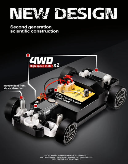4WD RC Drift Car 1:24 2.4GHz Limited Edition - LED Lights Stunt Drift High-Speed Racing Car Boy Toy Gift
