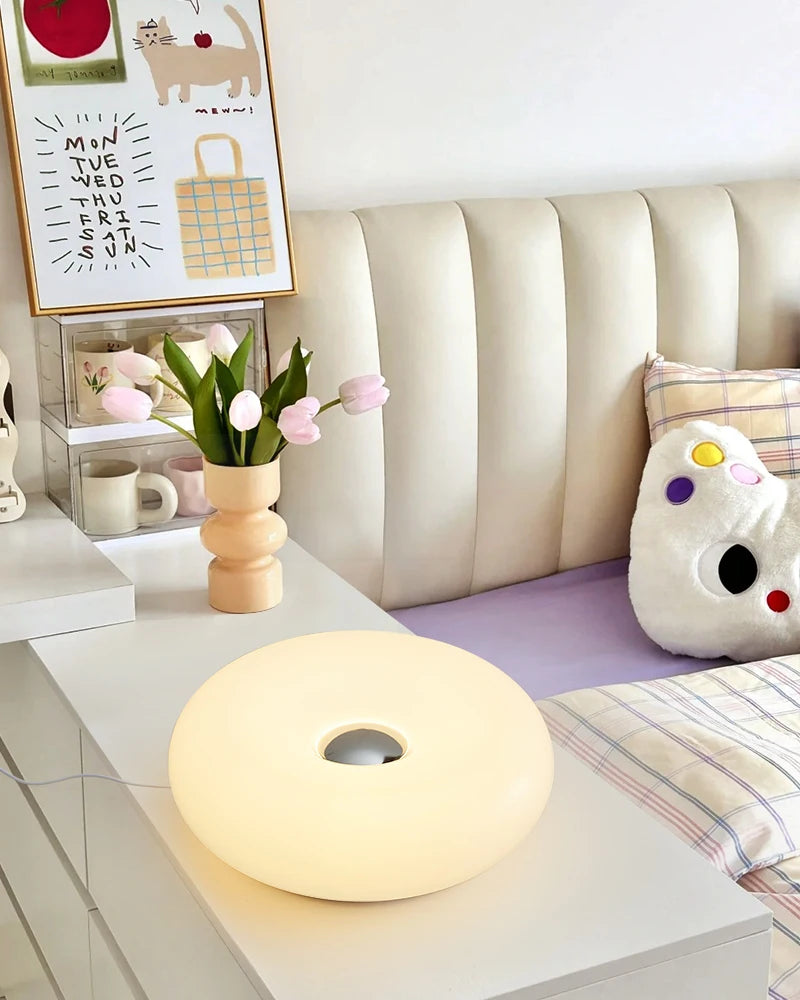 Bauhaus table lamp USB plug bedroom bedside lamp living room dining room decoration donut ambient light（Not glass）