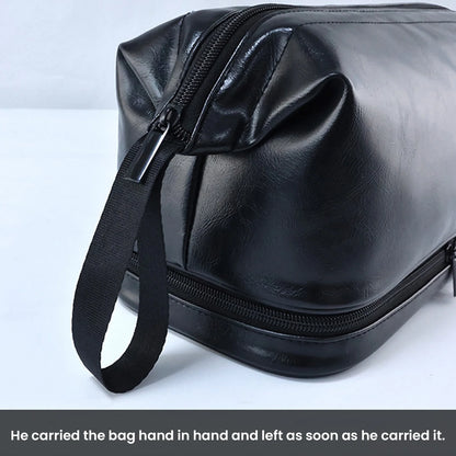 Men Business Travel Wash Toiletry Bag Waterproof PU Leather Bathroom Shaving Tools Organizer Bag Makeup Pouch Women Cosmetic Bag